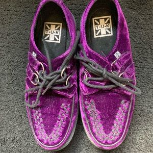 Purple T.U.K Velvet Mondo Creepers